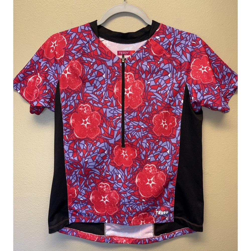 Terry Jersey Floral Short Sleeve Cycling Top Bikecore Granola Girl Large Pocket
